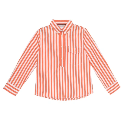 Shop Brunello Cucinelli Striped Cotton Shirt In Orange