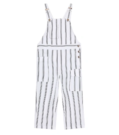 Shop Brunello Cucinelli Striped Cotton Overalls In White