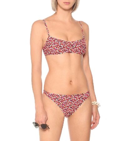 Shop Solid & Striped The Elsa Floral Bikini Top In Pink