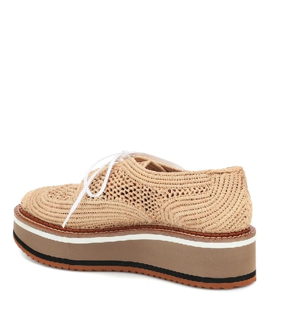 Shop Clergerie Birdie Raffia Derby Shoes In Beige