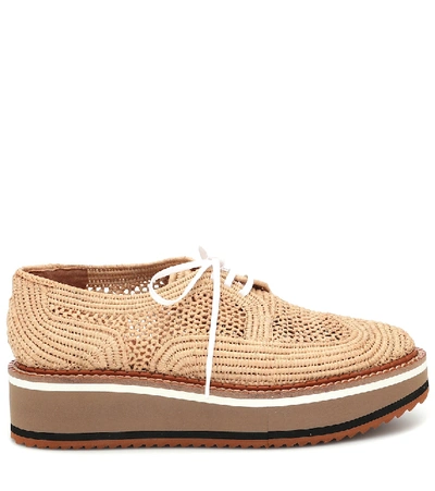 Shop Clergerie Birdie Raffia Derby Shoes In Beige