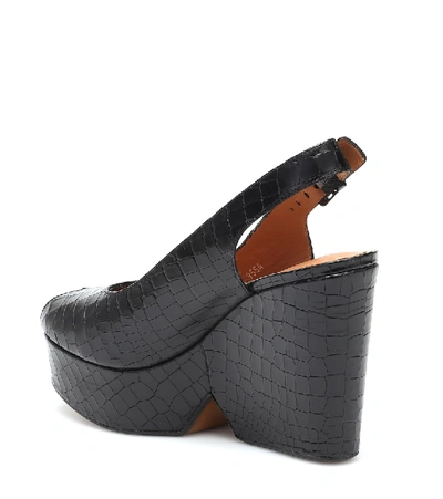 Shop Clergerie Dylan Croc-effect Leather Platform Sandals In Black