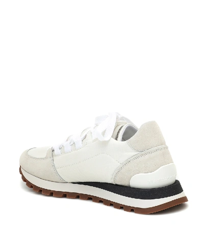 Shop Brunello Cucinelli Embellished Leather Sneakers In White