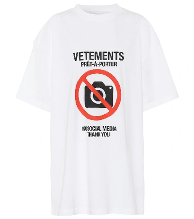 Shop Vetements Printed Cotton T-shirt In White