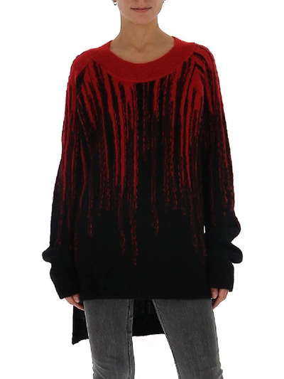 Shop Ann Demeulemeester Asymmetric Hem Knitted Sweater In Red