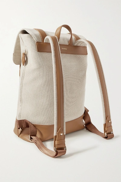 Shop Paravel Upland Leather-trimmed Canvas Backpack In Cream