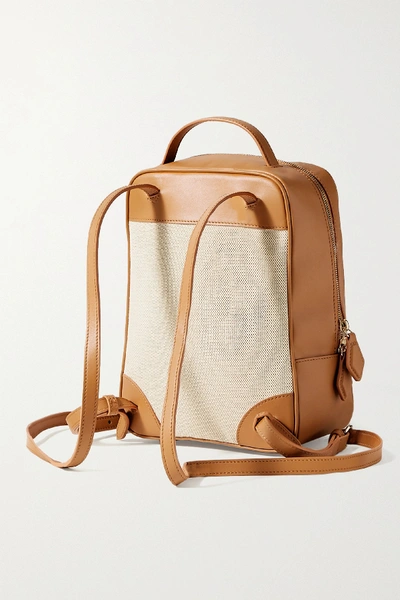 Shop Paravel Mini City Leather And Cotton-canvas Backpack In Tan