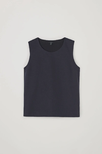 Shop Cos Organic Cotton Seamless Vest Top In Blue