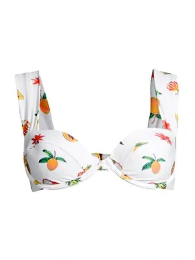 Shop Weworewhat Claudia Fruit Print Wide-strap Bikini Top In White
