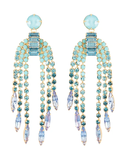 Shop Elizabeth Cole Darla Crystal Fringe Earrings In Blue-med
