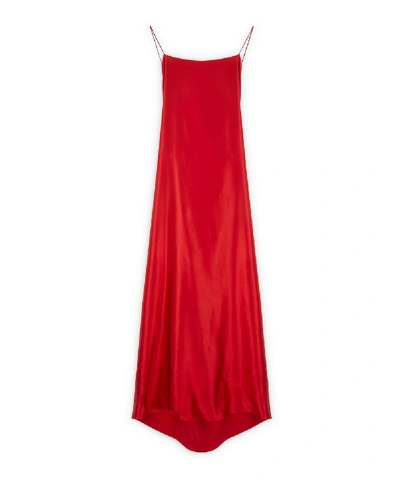 Shop Bernadette Meredith Silk-satin Slip-dress In Ruby Red