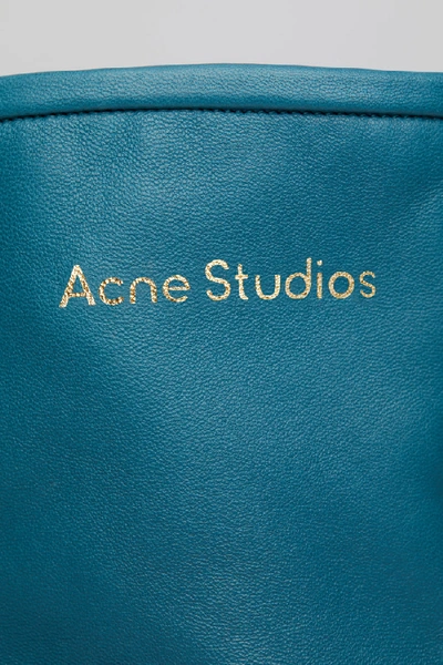 Shop Acne Studios Branded Leather Boots Teal Blue/teal Blue