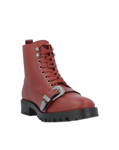 Shop Trussardi Jeans Ankle Boots In Brick Red