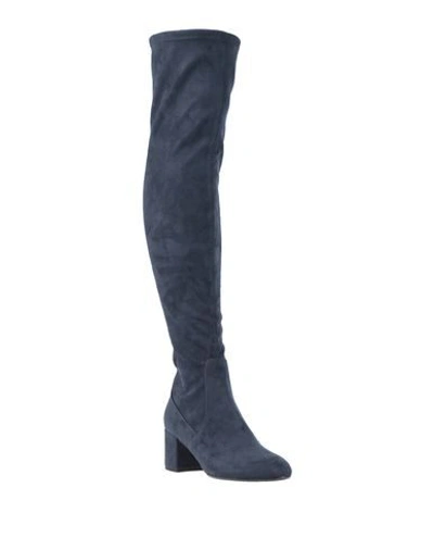 Shop Anna F Knee Boots In Dark Blue