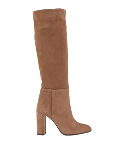 Shop Anna F . Woman Boot Camel Size 10 Soft Leather In Beige