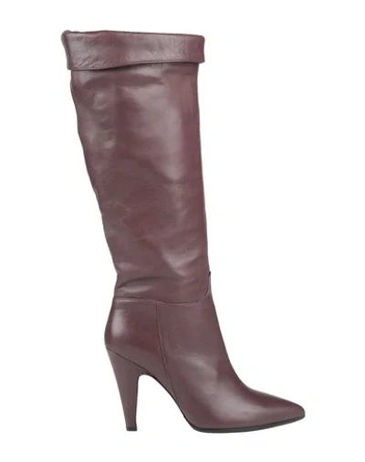 Shop Marella Woman Boot Deep Purple Size 8 Soft Leather