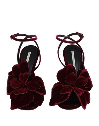Shop Marco De Vincenzo Woman Sandals Burgundy Size 6 Textile Fibers In Red