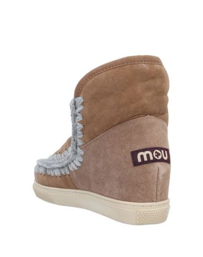 Shop Mou Woman Ankle Boots Khaki Size 5 Ovine Leather In Beige