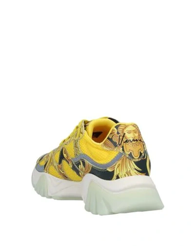Shop Versace Woman Sneakers Yellow Size 8 Soft Leather, Textile Fibers