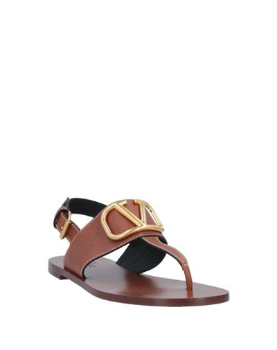 Shop Valentino Flip Flops In Tan