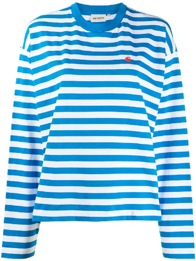 Shop Carhartt Striped Long-sleeved T-shirt In Blue