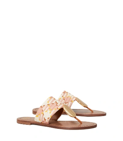 Shop Tory Burch Patos Disk Sandal In Neutral Woven