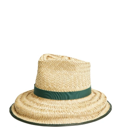 Shop Tory Burch Structured Basket-weave Hat In Beige