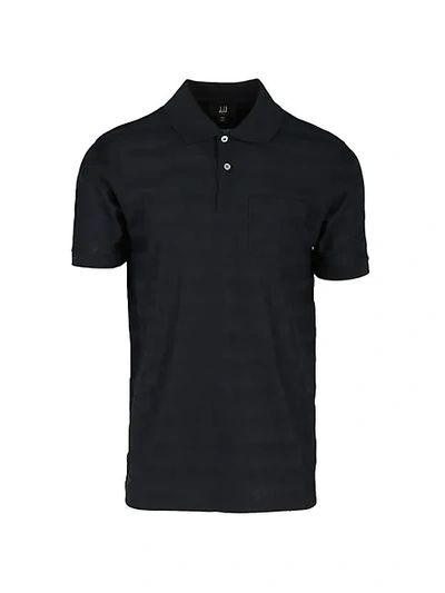 Shop Dunhill Regular-fit Textured Stripe Cotton Polo In Navy