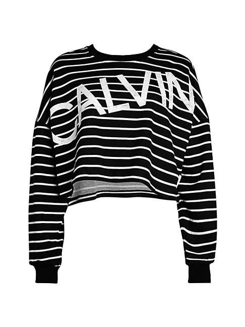 calvin klein sweatshirt with logo stripe