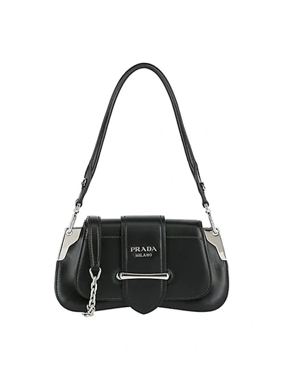 Shop Prada Sidonie Leather Shoulder Bag In Black
