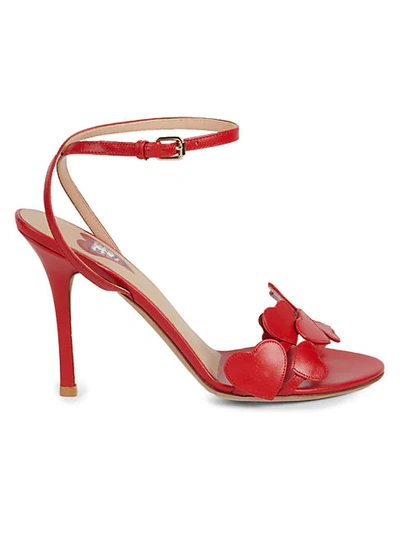 Shop Valentino L'amour Leather Slingback Sandals In Rosso