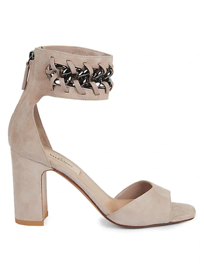 Shop Valentino Suede Open-toe Ankle-strap Sandals In Poudre