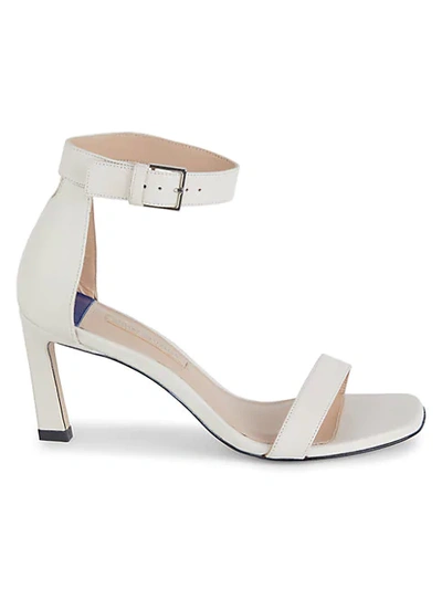 Shop Stuart Weitzman Nudist Leather Ankle-strap Sandals In Oyster