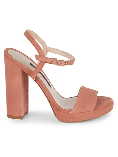 Shop Stuart Weitzman Sunray Suede Platform Sandals In Pink