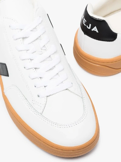 Shop Veja White V-12 Low Top Leather Sneakers
