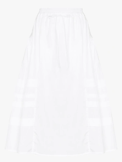 Shop Cecilie Bahnsen Mandy Panelled Cotton Midi Skirt In White