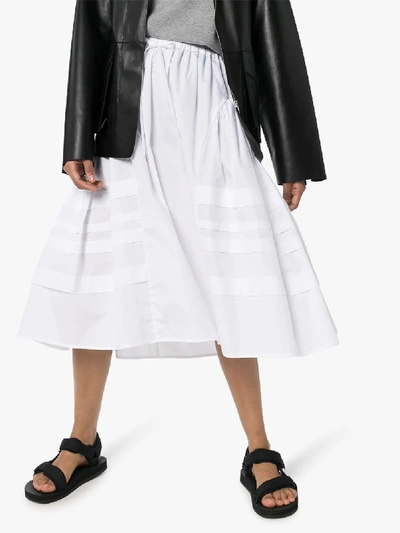 Shop Cecilie Bahnsen Mandy Panelled Cotton Midi Skirt In White