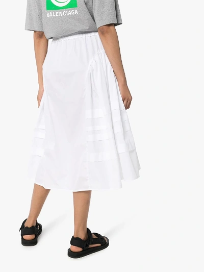 Shop Cecilie Bahnsen Mandy Panelled Cotton Midi Skirt In White