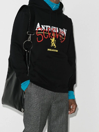 Shop Vetements Antwerp Screwed Print Hoodie In Black