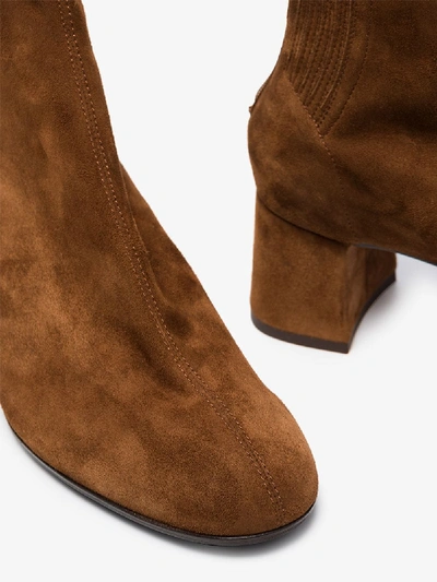 Shop Aquazzura Brown Saint Honore 50 Suede Ankle Boots