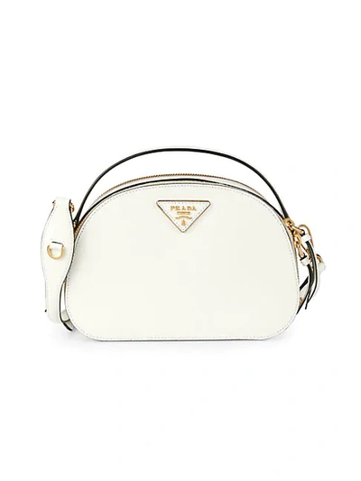 Shop Prada Odette Saffiano Leather Crossbody Bag In White