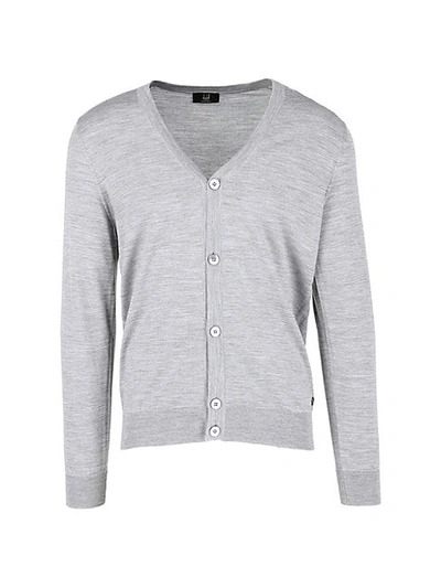 Shop Dunhill Men's Merino Wool Button-up Sweater In Grey