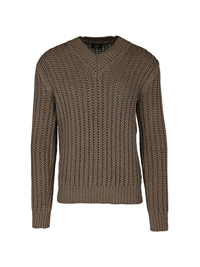 Shop Dunhill Knit V-neck Silk Sweater In Brown