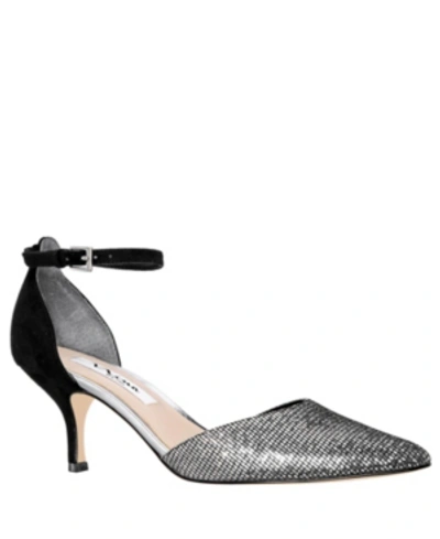 Shop Nina Brenda Ankle Strap Pumps Women's Shoes In Silver/black