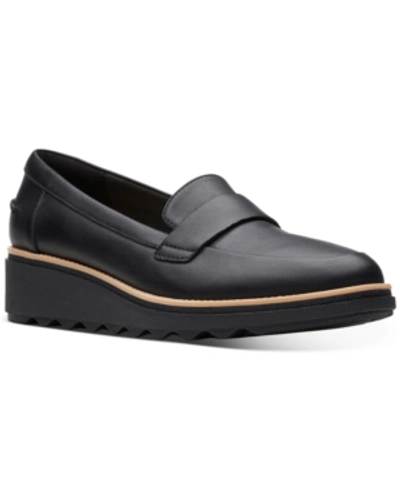 Shop Clarks Collection Women's Sharon Gracie Platform Loafers, Created For Macy's Women's Shoes In Black Smooth Leather