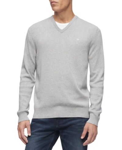 Shop Calvin Klein Men's Regular-fit V-neck Sweater In Heroic Gray Heather