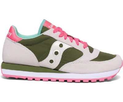 Shop Saucony Sneakers In Green/white/pink