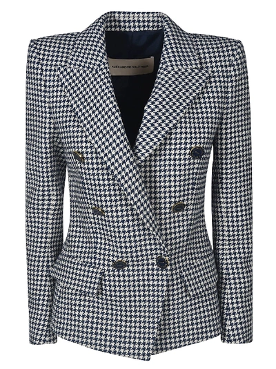 Shop Alexandre Vauthier Double-breasted Houndstooth Blazer In Navy