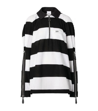 Shop Burberry Zip-detail Striped Rugby Shirt