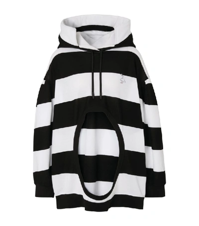 Shop Burberry Stirped Cut-out Hoodie